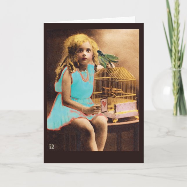 Uncaged Raven Vintage Photo Birthday Card (Front)