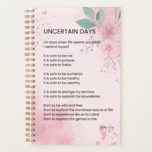 Uncertain Days - Hope Courage Encouragement Poem Planner