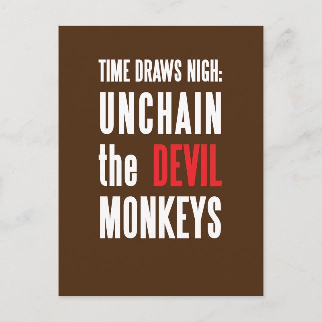 Unchain the Devil Monkeys Pandemic Postcard (Front)