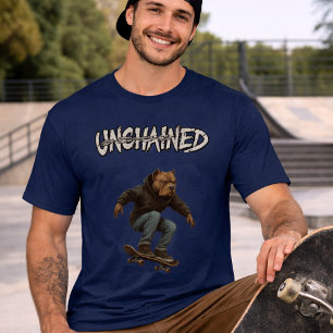 Unchained Skater Pitbull - Skateboarding Graphic T-Shirt