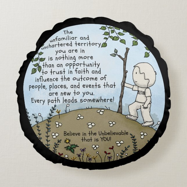 Unchartered Territory Round Pillow (Front)