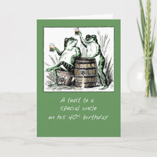 Uncle 40th Birthday Frogs Toasting with Beer Card