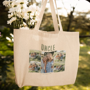 Uncle 5 Photo Collage Personalized Large Tote Bag