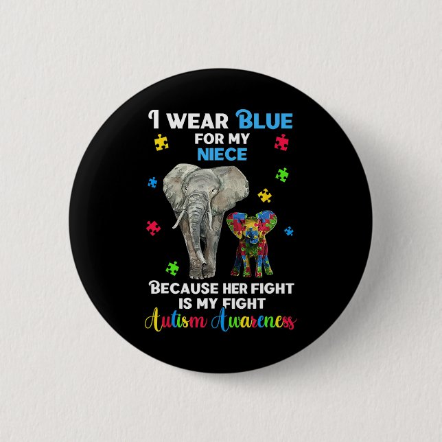 Uncle Aunt Autism Awareness  2 Inch Round Button (Front)