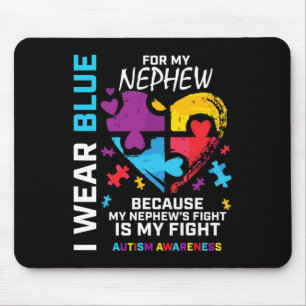 Uncle Aunt Heart I Wear Blue For My Nephew Autism  Mouse Pad