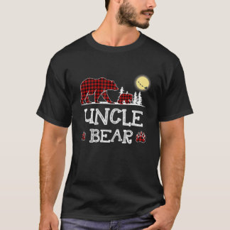 Uncle Bear Christmas Pajama Red Plaid Buffalo Fami T-Shirt