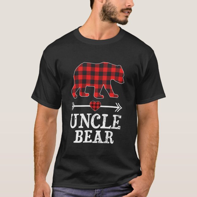 Uncle Bear Christmas Pajama Red Plaid Buffalo T-Shirt (Front)