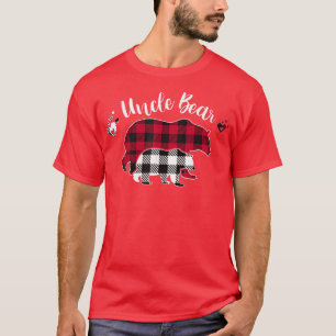 Uncle Bear Red Grey Buffalo Plaid Pajama  T-Shirt