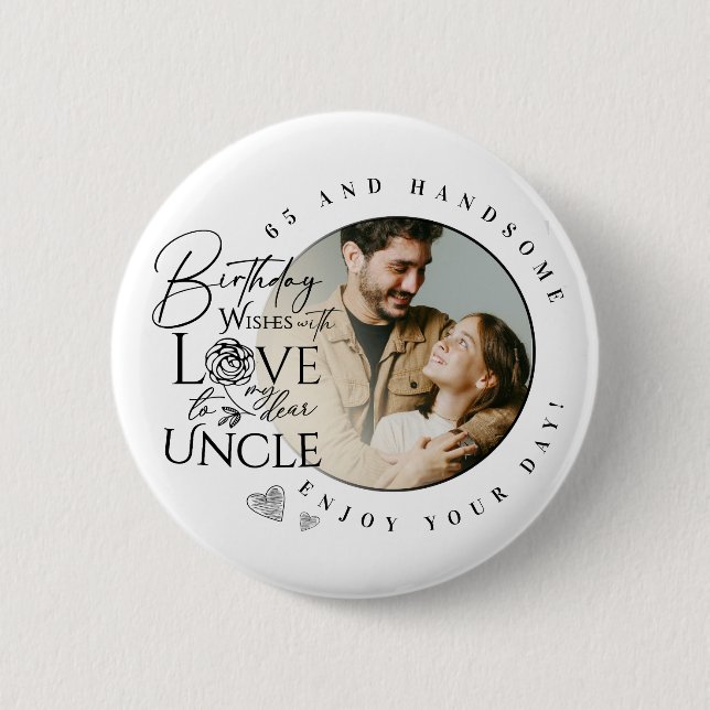 Uncle Birthday Minimalist Design  2 Inch Round Button (Front)