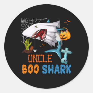 Uncle Boo Shark Halloween Shark Ghost With Pumpkin Classic Round Sticker