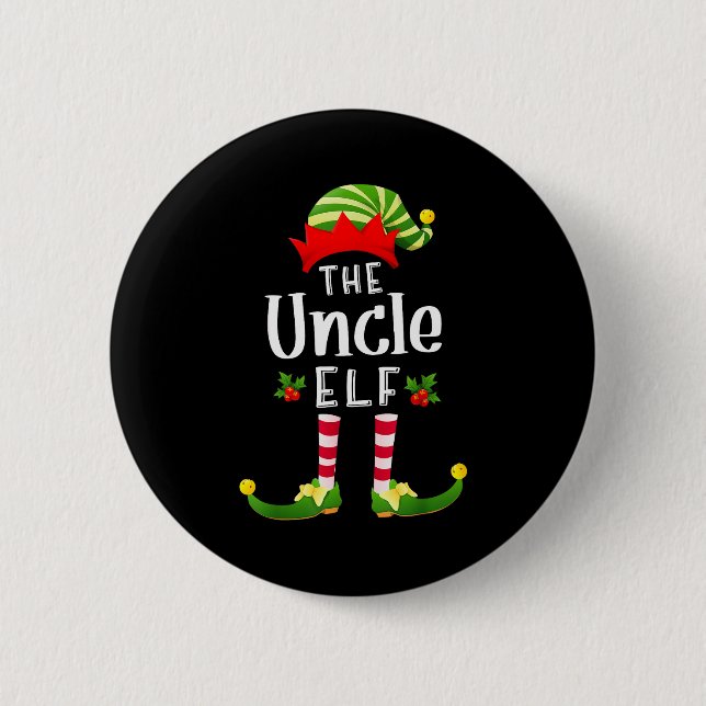 Uncle Christmas Elf Matching Pajama X-mas Party  2 Inch Round Button (Front)
