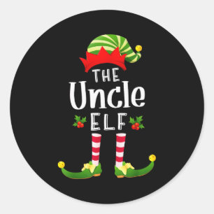 Uncle Christmas Elf Matching Pajama X-mas Party Classic Round Sticker
