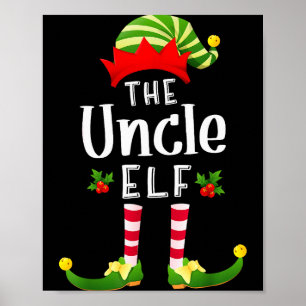 Uncle Christmas Elf Matching Pajama X-mas Party Poster