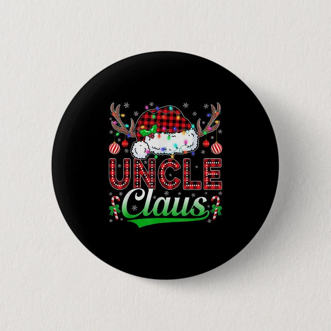 Uncle Claus Christmas Lights Matching Family Xmas  2 Inch Round Button (Front)