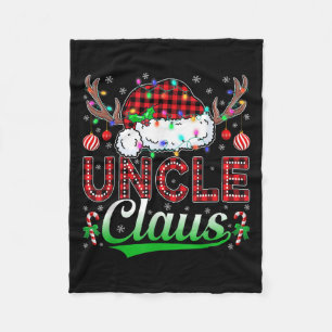 Uncle Claus Christmas Lights Matching Family Xmas  Fleece Blanket