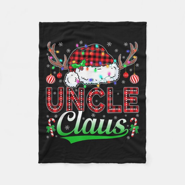 Uncle Claus Christmas Lights Matching Family Xmas  Fleece Blanket (Front)