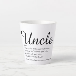 Uncle Cool Fun Elegant Script Black and White Latte Mug