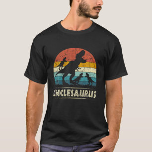 Uncle Dinosaur Unclesaurus 3 Two Kids Funny Father T-Shirt