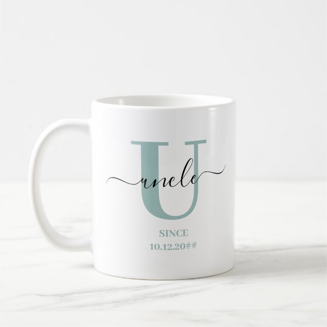 Uncle Elegant Script Monogram Coffee Mug (Left)