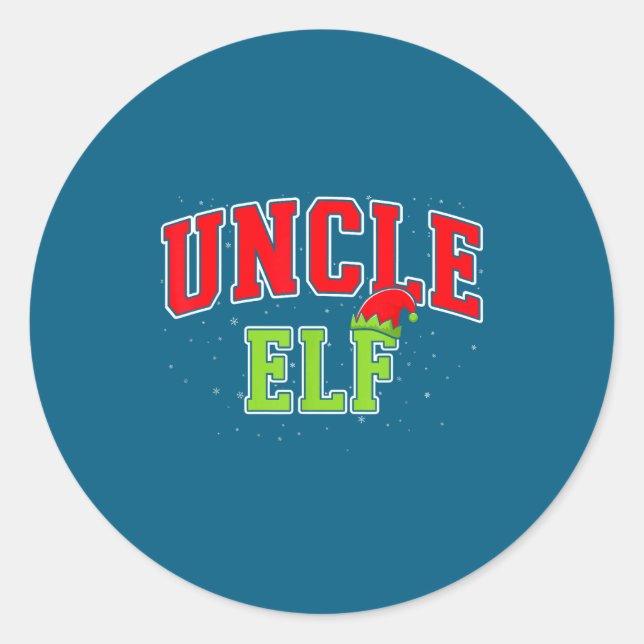 Uncle Elf Christmas Family Matching Group Xmas Unc Classic Round Sticker (Front)
