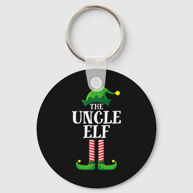Uncle Elf Matching Family Christmas Party Pajama  Keychain (Front)