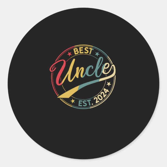 Uncle Est 2024 Uncle since 2024 Retro Uncle 2024 Classic Round Sticker (Front)