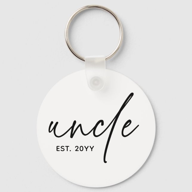 Uncle Established Elegant Typography New Uncle Keychain (Front)