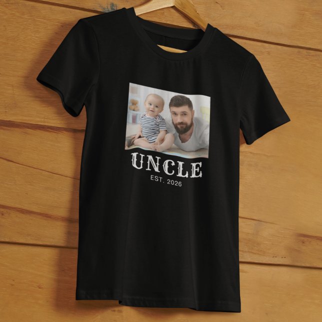 Uncle Established Year Typography Photo T-Shirt (Creator Uploaded)