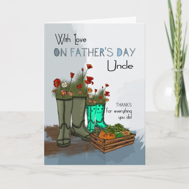 Uncle Father's Day Greeting Card With Rain Boots A (Front)