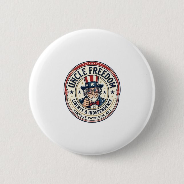 Uncle Freedom Patriotic Uncle Sam Founding Charact 2 Inch Round Button (Front)