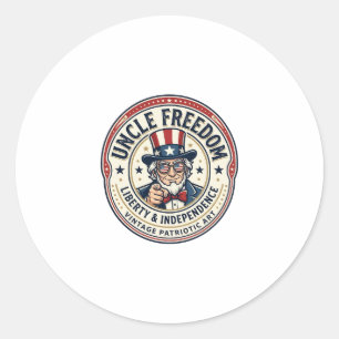 Uncle Freedom Patriotic Uncle Sam Founding Charact Classic Round Sticker