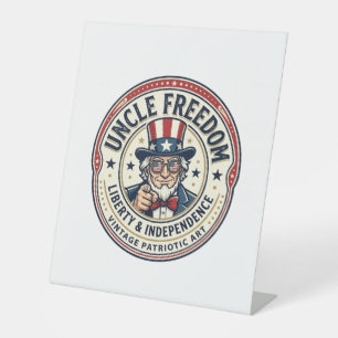 Uncle Freedom Patriotic Uncle Sam Founding Charact Pedestal Sign