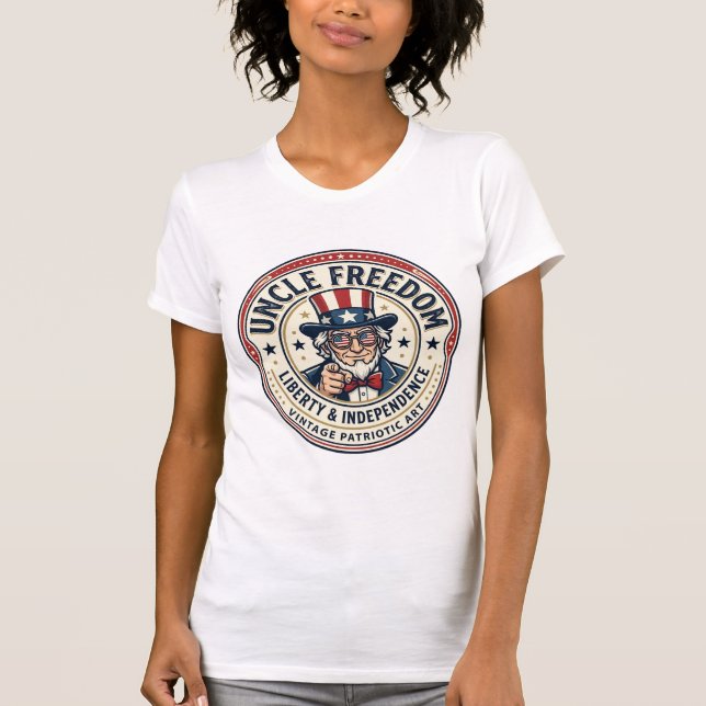 Uncle Freedom Patriotic Uncle Sam Founding Charact T-Shirt (Front)