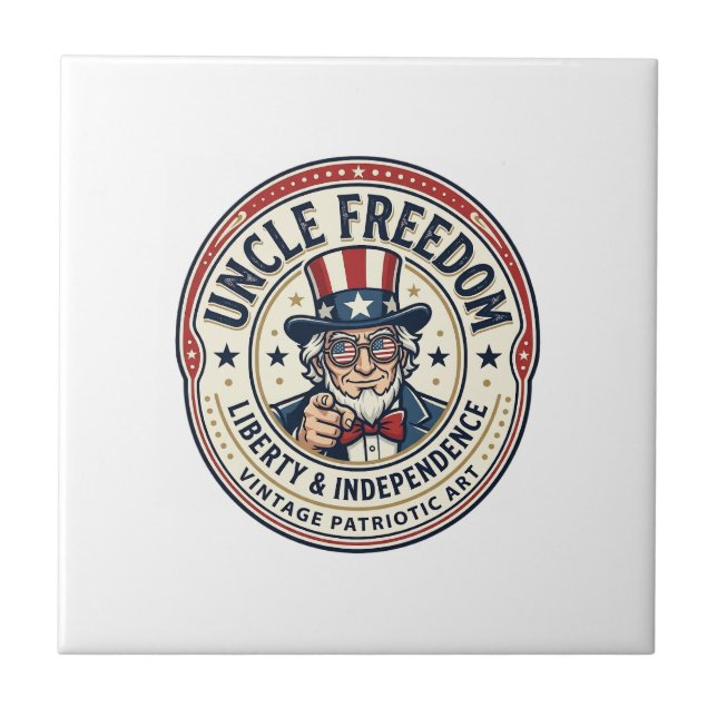 Uncle Freedom Patriotic Uncle Sam Founding Charact Tile (Front)