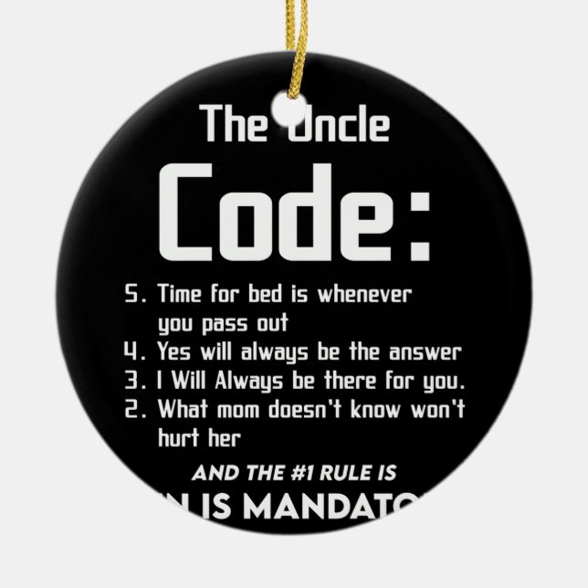 Uncle From Niece Nephew The Uncle Cool 5 Things Ceramic Ornament (Front)