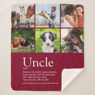Uncle Funcle Definition 6 Photo Modern Burgundy Sherpa Blanket
