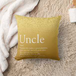 Uncle, Funcle Definition Gold Glitter Glitzy Fun Throw Pillow