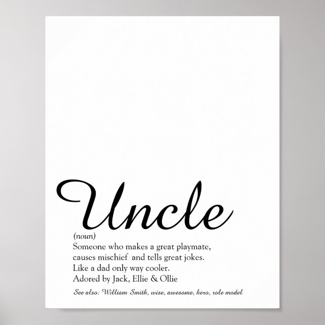 Uncle Funcle Definition Modern Fun Script Poster (Front)