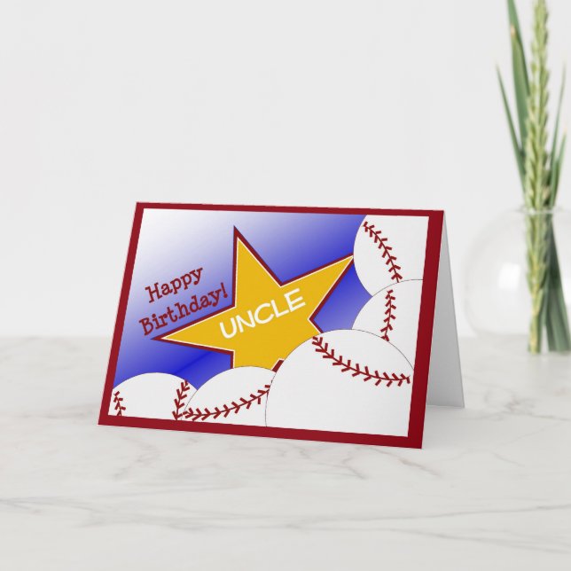 Uncle - Happy Birthday Baseball Loving Uncle Card (Front)