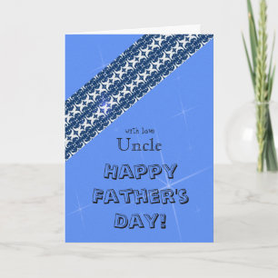 Uncle - Happy Father's Day - Blue/Stars/Pattern Card