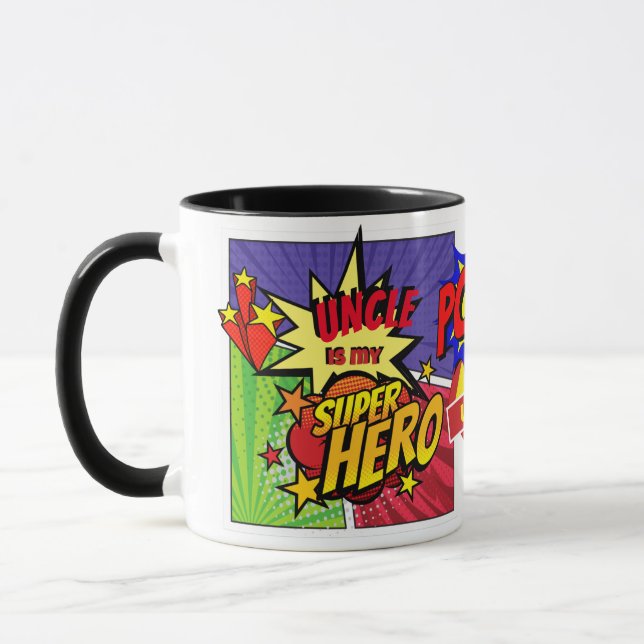 UNCLE Is My SUPERHERO Personalized COMIC HERO Mug (Left)