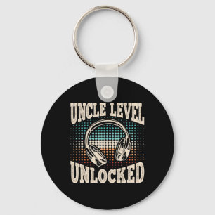 Uncle Level Unlocked Video Gamer Gaming Retro Game Keychain