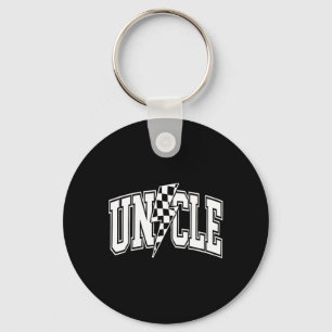 Uncle Lightning Bolt Chequered Varsity Dad Uncle F Keychain