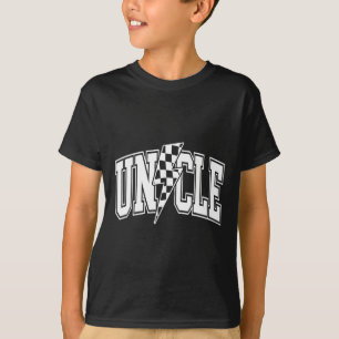Uncle Lightning Bolt Chequered Varsity Dad Uncle F T-Shirt