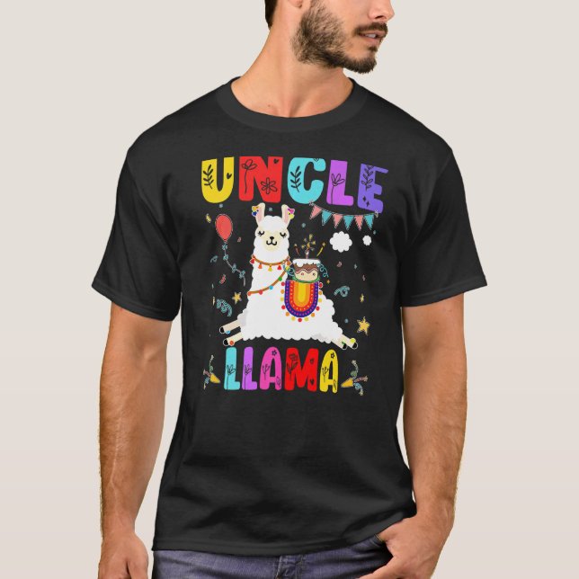 Uncle Llama Birthday Llama Alpaca Theme Family B D T-Shirt (Front)