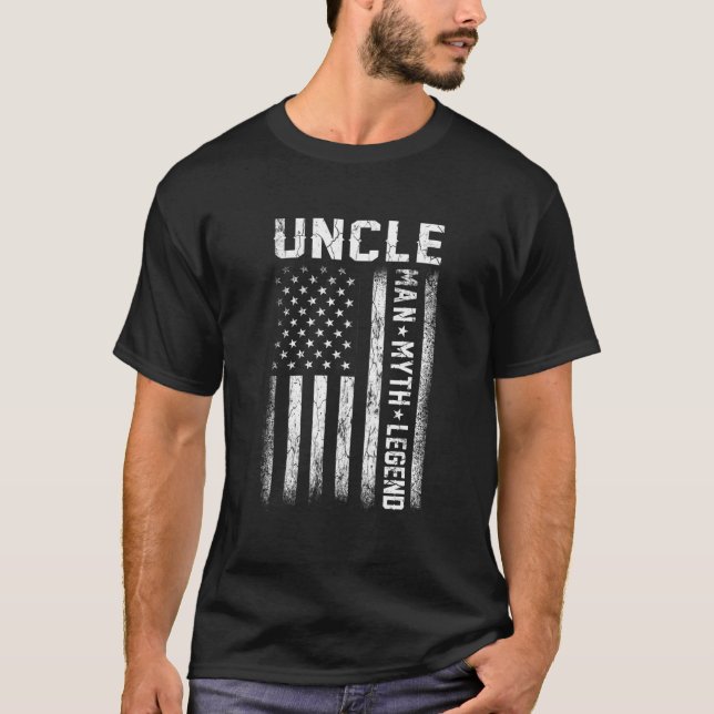 Uncle Man Myth Legend American Flag Father's Day T-Shirt (Front)