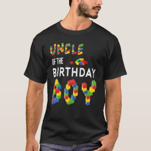 Uncle master Builder Boy Building Blocks Birthday  T-Shirt