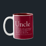 Uncle Modern Fun Typographic Quote Two-Tone Coffee Mug<br><div class="desc">Personalise for your special,  favourite Uncle or Funcle to create a unique gift. A perfect way to show him how amazing he is every day. You can even customise the background to their favourite colour. Designed by Thisisnotme©</div>
