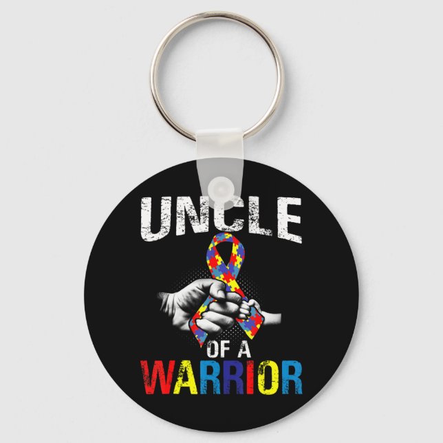 Uncle of a Warrior Autism Awareness Tee Gift for B Keychain (Front)