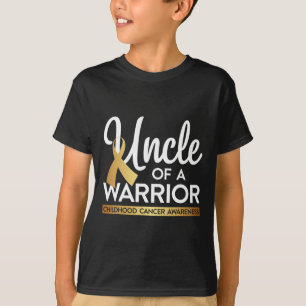 Uncle Of A Warrior Childhood Cancer  Gold Ribbon T-Shirt